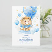 Leuke Leeuw Eerste Verjaardag Uitnodiging (Staand voorkant)