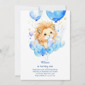 Leuke Leeuw Eerste Verjaardag Uitnodiging (Voorkant)