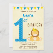 Leuke Leeuw Eerste Verjaardag Uitnodiging (Voorkant)