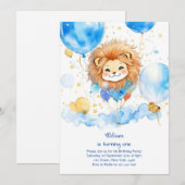 Leuke Leeuw Verjaardag uitnodiging (Voorkant / Achterkant)