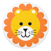 Leuke Leeuw Wild Een Oerwoud Safari Dierlijke Cart Keramische Knop (Voorkant)