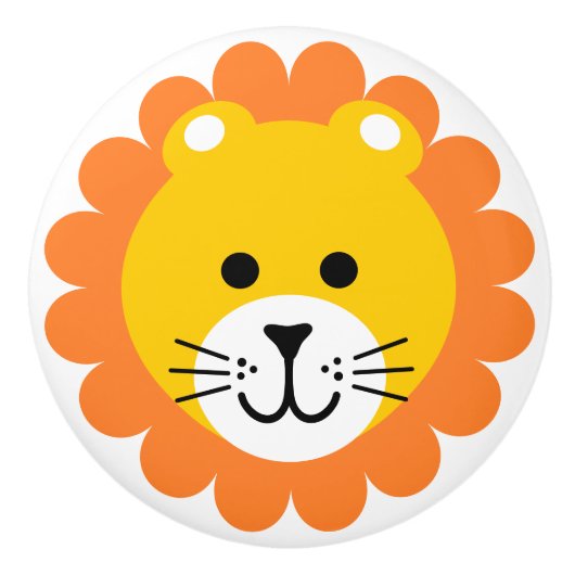 Leuke Leeuw Wild Een Oerwoud Safari Dierlijke Cart Keramische Knop (Voorkant)