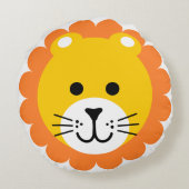 Leuke Leeuw Wild Een Oerwoud Safari Dierlijke Cart Rond Kussen (Achterkant)