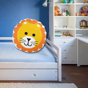 Leuke Leeuw Wild Een Oerwoud Safari Dierlijke Cart Rond Kussen