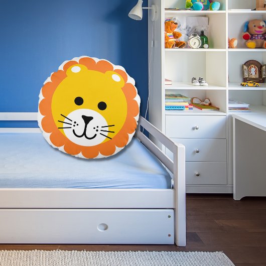 Leuke Leeuw Wild Een Oerwoud Safari Dierlijke Cart Rond Kussen