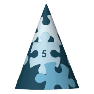 Leuke legpuzzel kinderen 5e verjaardag blauwe feesthoedjes