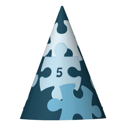 Leuke legpuzzel kinderen 5e verjaardag blauwe feesthoedjes (Voorkant)
