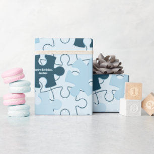 Leuke legpuzzelstukken Aangepaste Gelukkige Verjaa Cadeaupapier