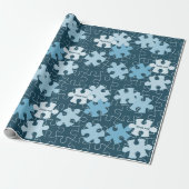 Leuke legpuzzelstukken in blauw Aangepaste bedankt Cadeaupapier (Uitgerold)