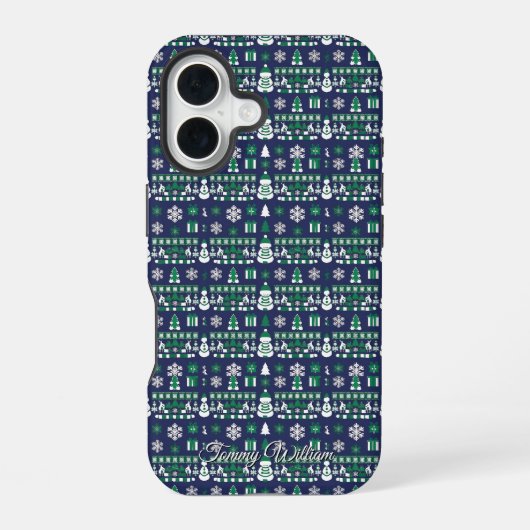 Leuke lelijke kerst trui patroon iPhone 16 hoesje (Achterkant)