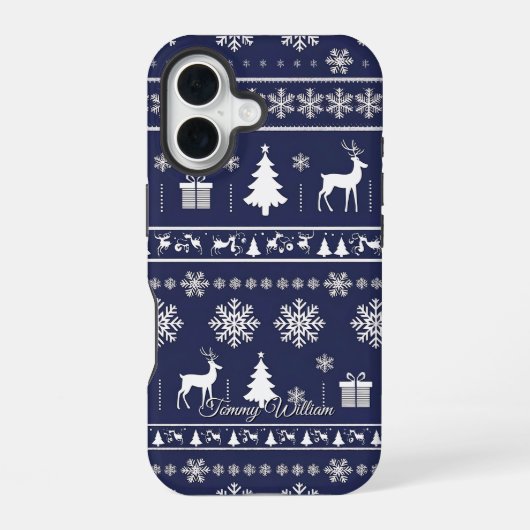 Leuke lelijke kerst trui patroon iPhone 16 hoesje (Achterkant)