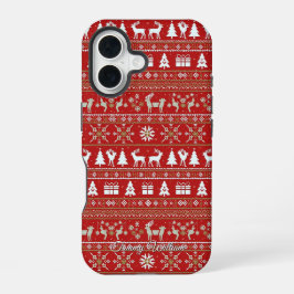 Leuke lelijke kerst trui patroon iPhone 16 hoesje
