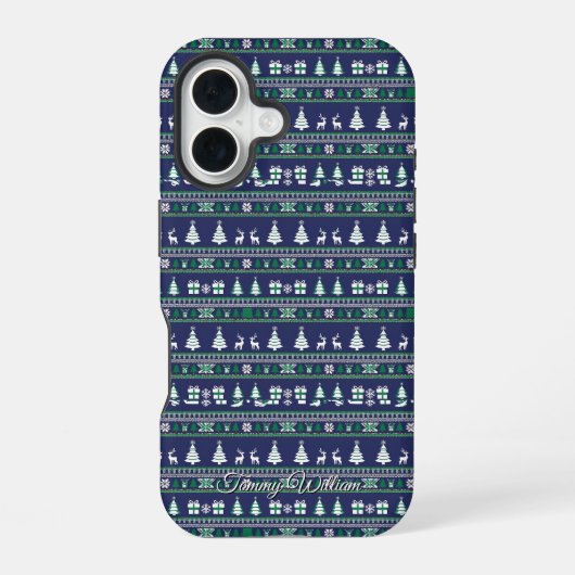Leuke lelijke kerst trui patroon iPhone 16 hoesje (Achterkant)