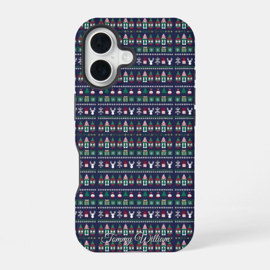 Leuke lelijke kerst trui patroon iPhone 16 hoesje (Achterkant)