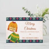 Leuke Lelijke Sweater Patroon Vakantie Vrolijk Ker Feestdagenkaart (Staand voorkant)