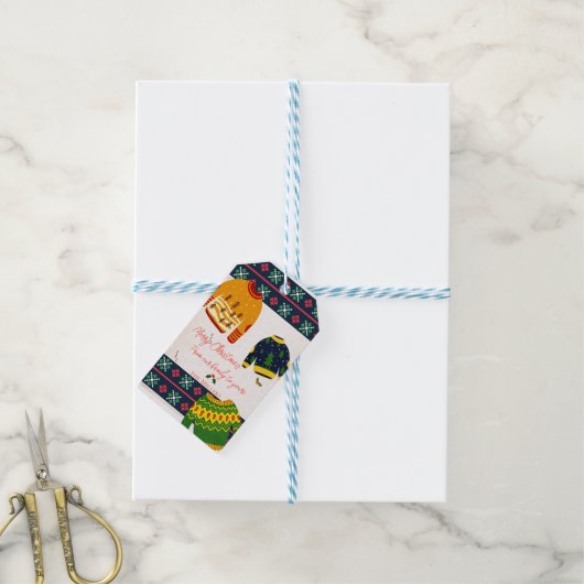 Leuke lelijke trui patroon Vrolijk Kerstfeest Cadeaulabel (Met Touw)