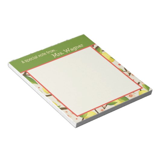 Leuke Lemon Leraar Geel en Groen Custom Notitieblok (Schuin)
