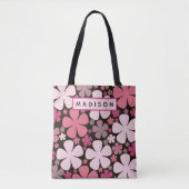 Leuke Lente Bloemen Patronen Naam op maat Tote Bag (Voorkant)