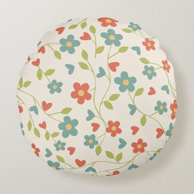 Leuke lente bloemen rond kussen (Voorkant)