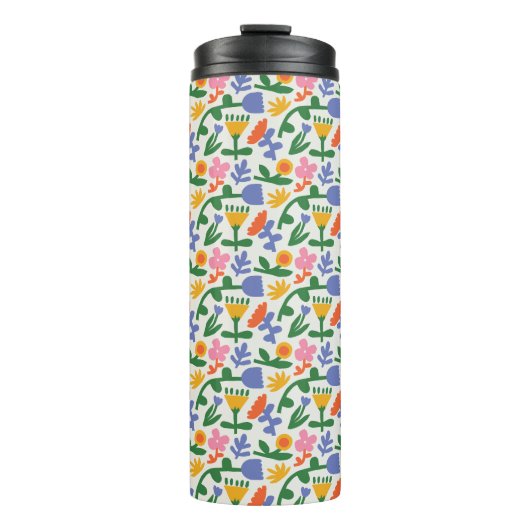 Leuke lente bloemenpatroon thermosbeker (Voorkant)