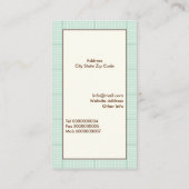 Leuke lenteuil met mint groene geruite rand visitekaartje (Achterkant)