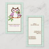 Leuke lenteuil met mint groene geruite rand visitekaartje (Voorkant / Achterkant)