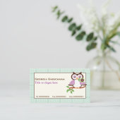 Leuke lenteuil met mint groene geruite rand visitekaartje (Staand voorkant)