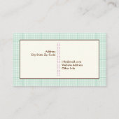 Leuke lenteuil met mint groene geruite rand visitekaartje (Achterkant)