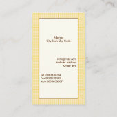 Leuke lenteuil op een tak, gele geruite rand visitekaartje (Achterkant)