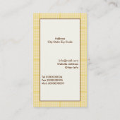 Leuke lenteuil op een tak, gele geruite rand visitekaartje (Achterkant)