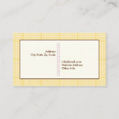 Leuke lenteuil op een tak, gele geruite rand visitekaartje (Achterkant)