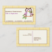 Leuke lenteuil op een tak, gele geruite rand visitekaartje (Voorkant / Achterkant)