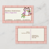 Leuke lenteuil op een tak, oranje geruite rand visitekaartje (Voorkant / Achterkant)