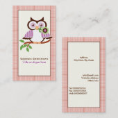 Leuke lenteuil op een tak, oranje geruite rand visitekaartje (Voorkant / Achterkant)