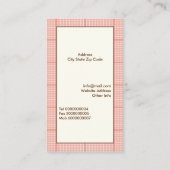 Leuke lenteuil op een tak, oranje geruite rand visitekaartje (Achterkant)