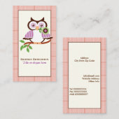 Leuke lenteuil op een tak, oranje geruite rand visitekaartje (Voorkant / Achterkant)