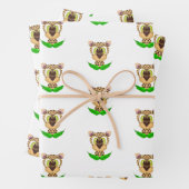 Leuke Leopard Kids Verjaardag Safari Dier Patroon Inpakpapier Vel (In situ)