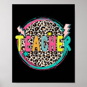 Leuke Leopard leraar Gelukkige Eerste Dag van Scho Poster