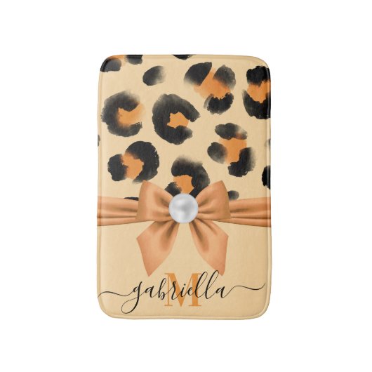Leuke Leopard Print en Bow Badmat (Voorkant Verticaal)