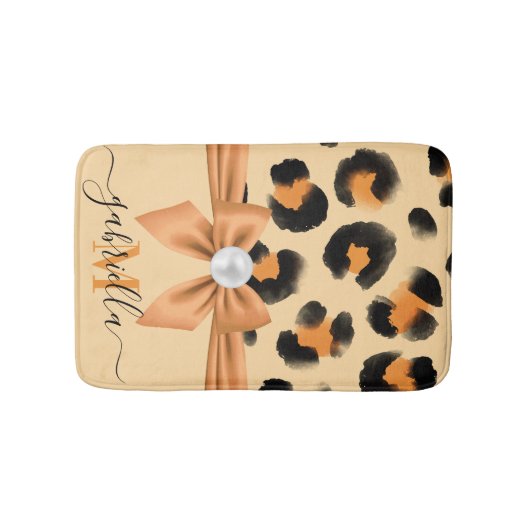 Leuke Leopard Print en Bow Badmat (Voorkant)