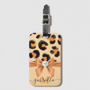 Leuke Leopard Print en Bow Bagagelabel