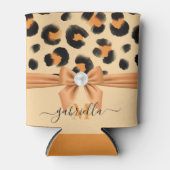 Leuke Leopard Print en Bow Blikjeskoeler (Voorkant)