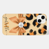Leuke Leopard Print en Bow iPhone Hoesje (Achterkant horizontaal)