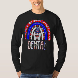 Leuke Leopard Regenboog USA Vlag Tandheelkundige A T-shirt