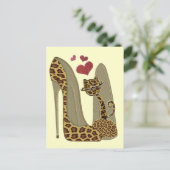 Leuke Leopard Stiletto en kat Briefkaart (Staand voorkant)
