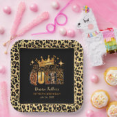 Leuke Leopard Verjaardag Koningin Vijftig Verjaard Papieren Bordje (Feest)