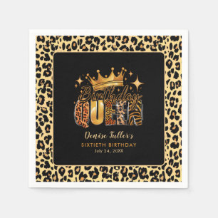 Leuke Leopard Verjaardag Koningin Zestig Verjaarda Servet