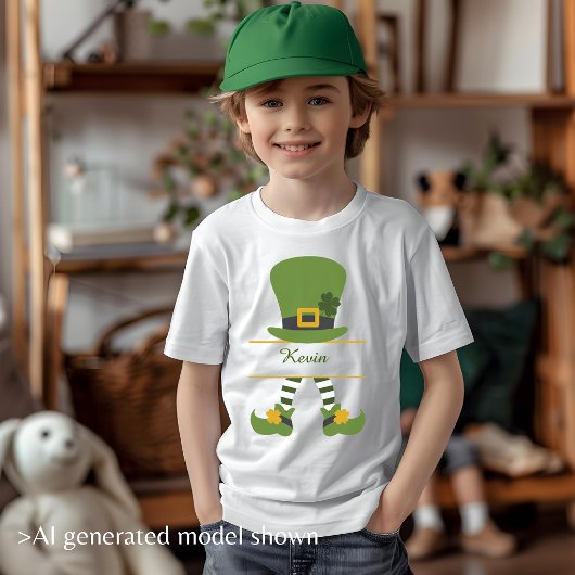 Leuke Leprechaun Hoed Ontwerp Aanpasbare Jongen T-shirt