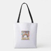 Leuke leraar regenboog retro flair krijg je cray-o tote bag (Achterkant)