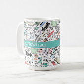 Leuke leraar school Doodles Koffiemok (Voorkant links)